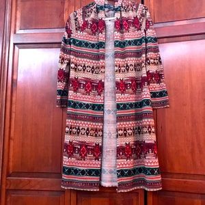 aztec patterned hooded cardigan